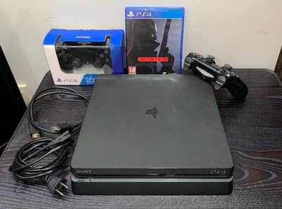Sony PS4 Slim 1TB (10/10 Condition) + 2 Controllers + Hitman 3