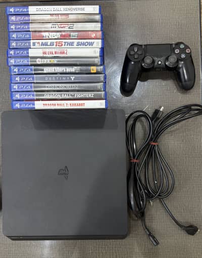 PS4 Slim 500GB + Original Controller + 12 Games + Original Box