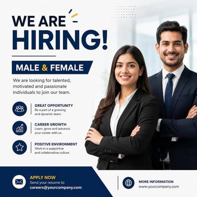 we are hiring male and female