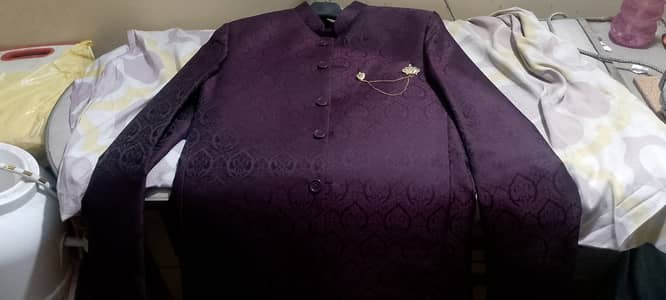 Purple stylesh prince coat size L with pent & jet black shawl