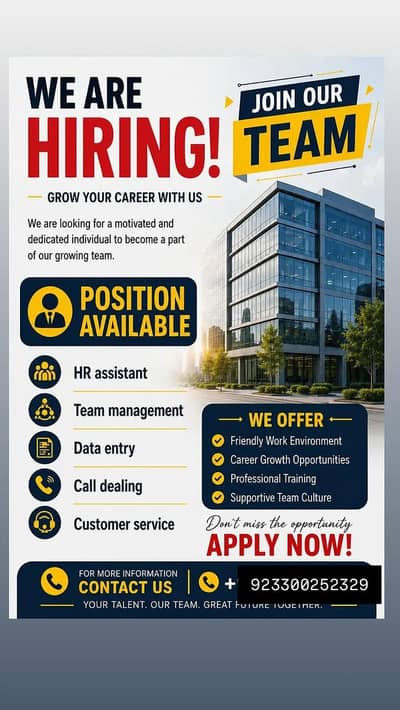 We are hiring great opportunity