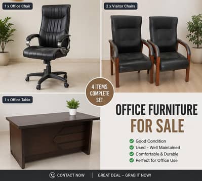 Complete office furniture set /executive chair+2 visitors chairs+table