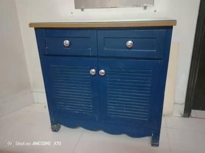 Solid Wood Sideboard Cabinet+ Custom glass top