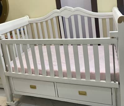 Wooden Baby Cot with Brand new mattress for sale