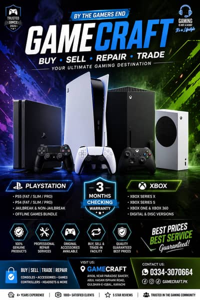 PS5, PS4 & Xbox Store Karachi | Best Prices | GameCraft by The Gamers