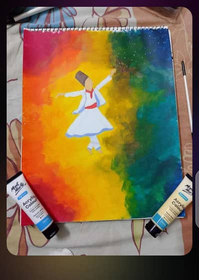 Handmade acrylic painting_whirling dervish wall art (original)