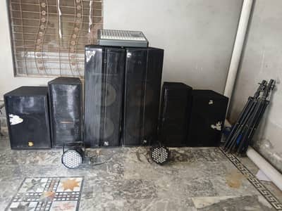 Professional DJ Sound System with Mixer & LED Lights for Sale