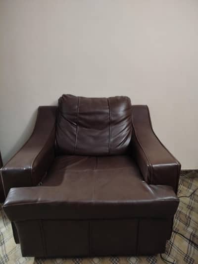 Solid Frame 5-Seater Brown Sofa – Inner Foam Fine, Outer Wear Only