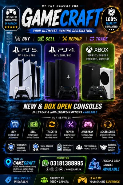 Best PS5, PS4 & Xbox Deals in Karachi | 3 Months Warranty | GameCraft