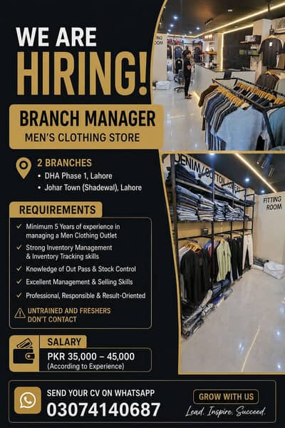 MENS CLOTHING BRANCH MANAGER