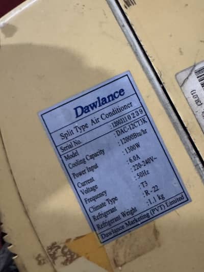Dawlance AC   0.75 ton.