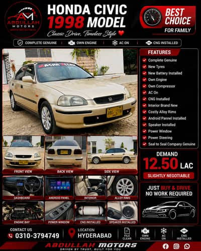 Honda Civic EXi 1998 Model Complete Genuine