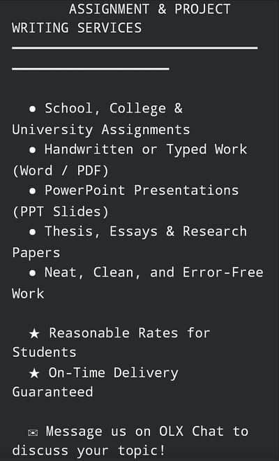 Professional Assignment Writing, Homework & Project Making Services