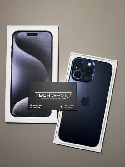 iPhone 15 Pro Max 256gb PTA approved Blue Physical + E Sim with box