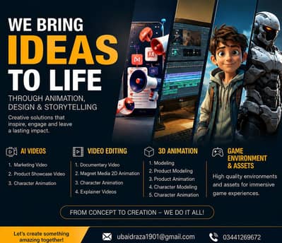 Professional AI Video, 3D Animation & Video Editing Services