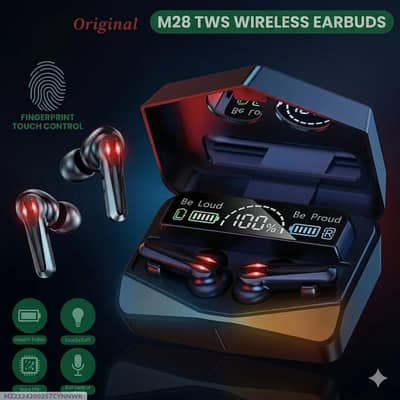M28 Wireless Earbuds Black Bluetooth 5.3 with LED Display