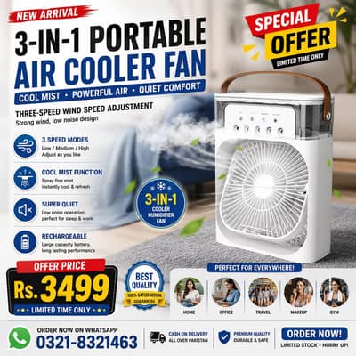 Rechargeable Fan With Ice Colling