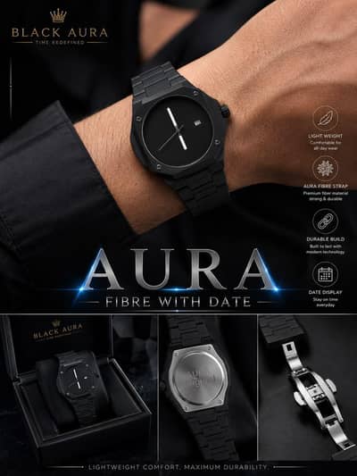 Black Aura "Aura Fibre with Date" Stealth Edition Men's Watch