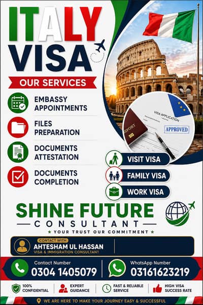 Italy visa services and Greece visa services available