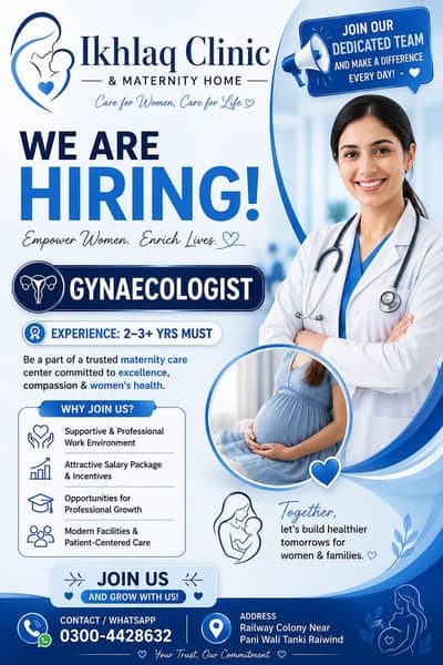 We Are Hiring Experienced Gynaecologist • Part-time/ Full-time