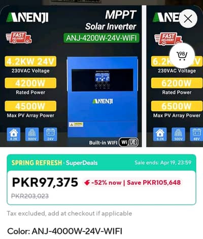 Anenji 4.2kv hybrid solar voltronic dual output pv6200 grid feeding