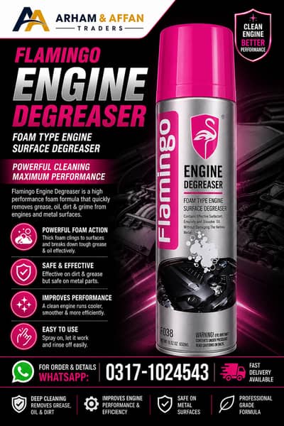 Flamingo Engine Degreaser Foam Spray 650ML F038 | Engine Cleaner