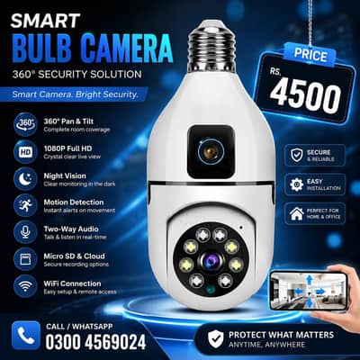 ptz dual lens blub 4mp 2+2 Wifi security Auto-tracking Tow Way Audio