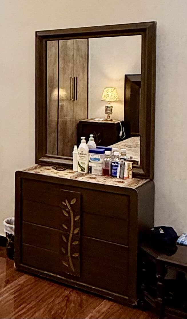 Solid Bed with side table and dressing table 1