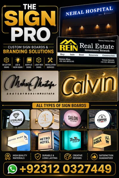 3d Signboard makers | LED neon sign | panaflex sign board | printing