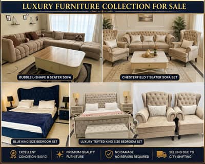 Bubble L Shape Sofa Set | King size beds | side table | Dressing Table