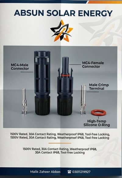 Original MC4 Solar Connector 1500V Pair