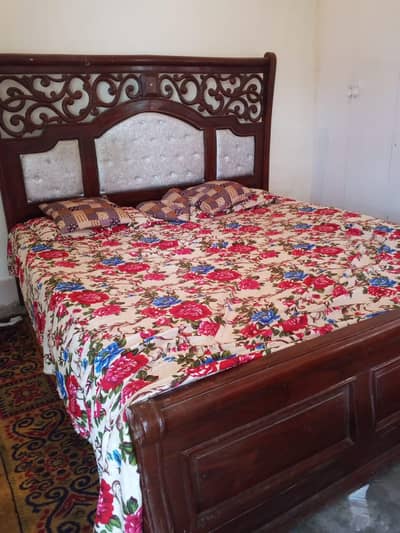 king size bed 2 side tables with mattres for sale good condition