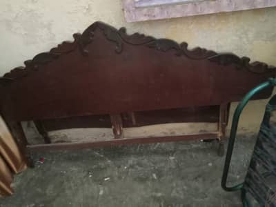 single wood bed with 2 side tables