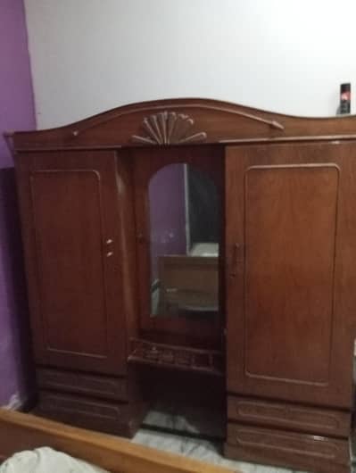 Wooden 2-Door Wardrobe with Dressing Mirror
