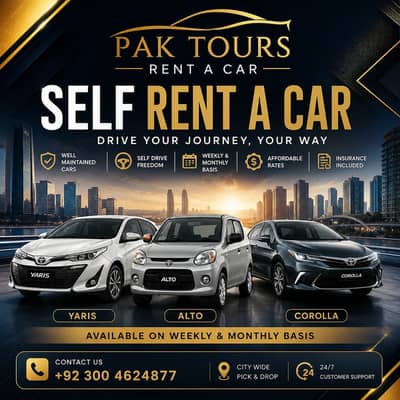 Self Rent A Car, Civic, Corolla, wagon R, City Daily, weekly monthly