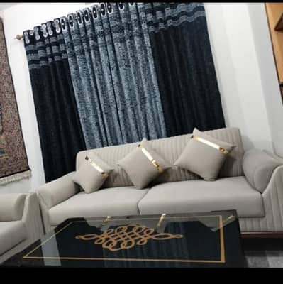 6 Seater Sofa Set with Cushions | Velvet Sofa | Like New Condition