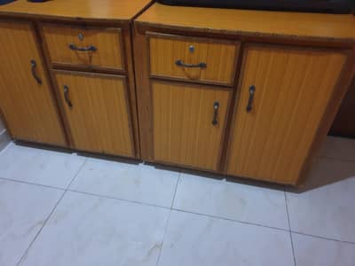 Wooden cabinets with drawers
