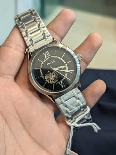 fossil men watch automatic open heart