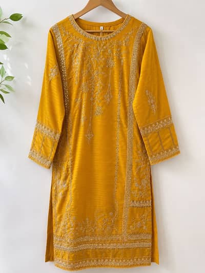 Beautiful Mustard Embroidered Suit – Only Worn Once | Like New