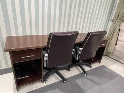 Set of 1 large study table and 2 Revolving chairs