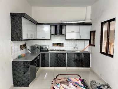 three bed dd west open tiled flooring portion for rent in johar