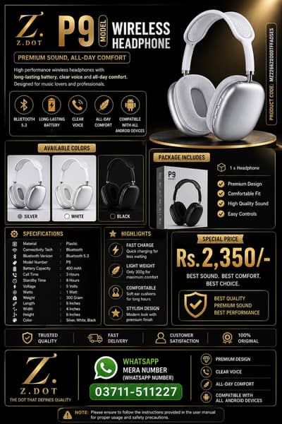 "White Bluetooth 5.0 Headphones with 400mAh Battery"