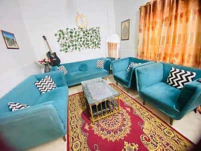 7 seater bread style sofa set sea green colour