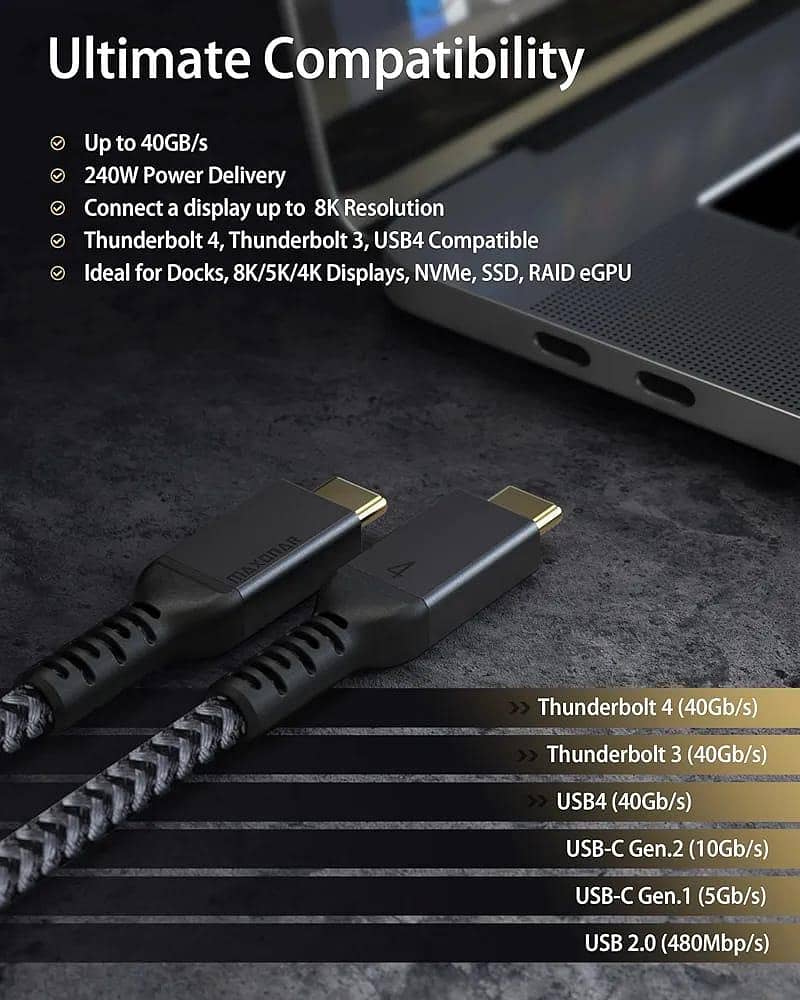 3 meter braided thunderbolt 4 cable 1