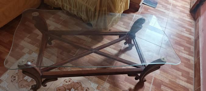 Elegent 3-Piece Wooden Coffee Table Set with Glass Top