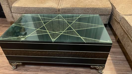 Modern Wooden Center Table with Glass