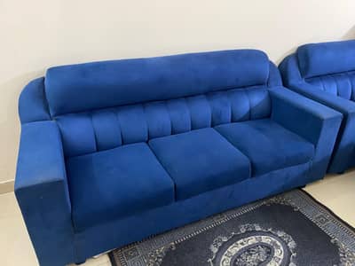 Full sofa set navy blue 6 seater set
