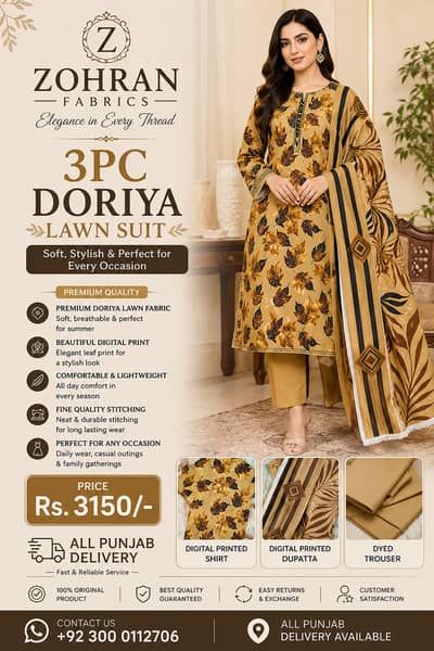 3 Piece Unstitched Suit | Summer Lawn Collection | Printed Lawn Suit |