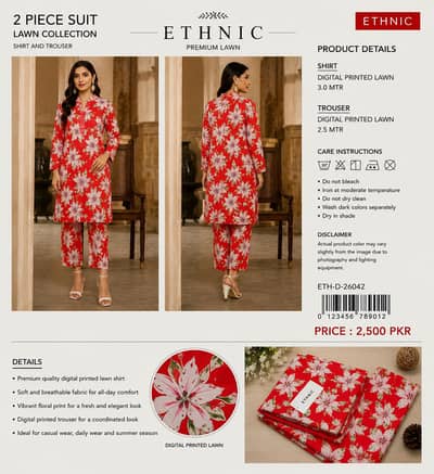 Scarlet Lily Print Fabric