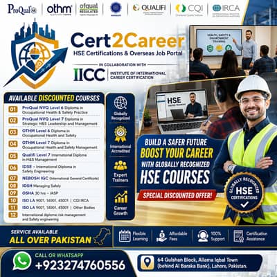Health & Safety Courses | NEBOSH IGC | IOSH | CQI IRCA | Lahore